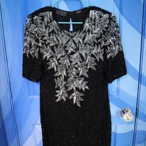 Vintage 100% pure silk with embroidered beads Dress missing a zipper